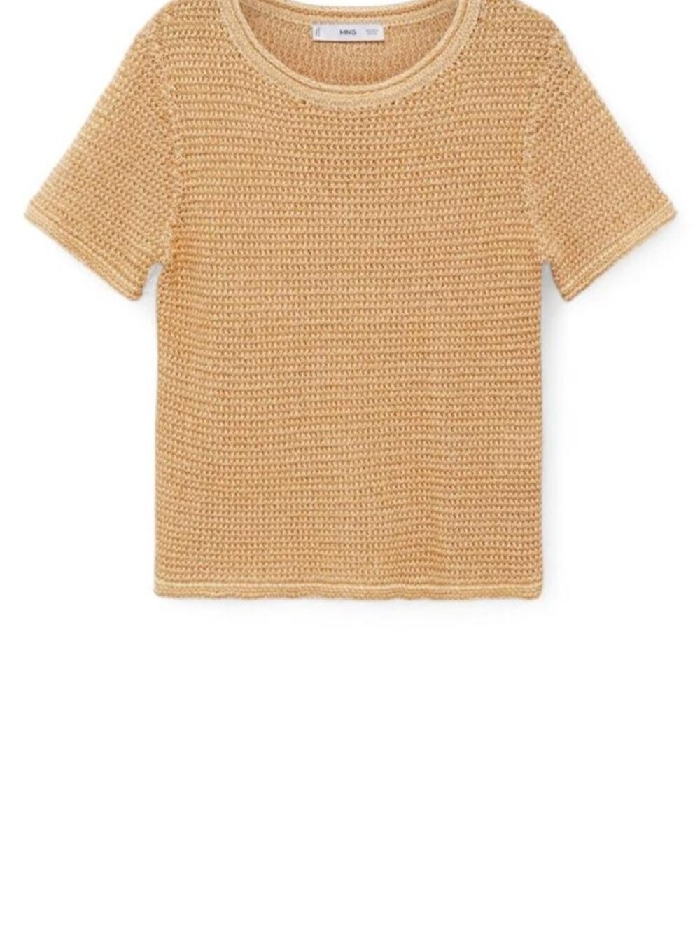 Mango Short-Sleeved Chunky-Knit Top